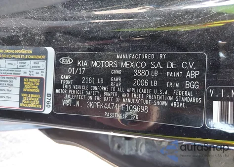 2017 Kia Forte Lx z USA, uszkodzony, nr VIN 3KPFK4A74HE109698